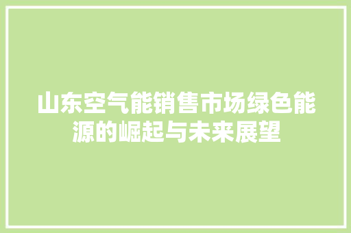 山东空气能销售市场绿色能源的崛起与未来展望 洗衣机