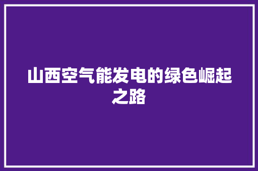 山西空气能发电的绿色崛起之路 热水器