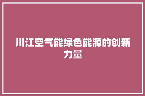 川江空气能绿色能源的创新力量 洗衣机