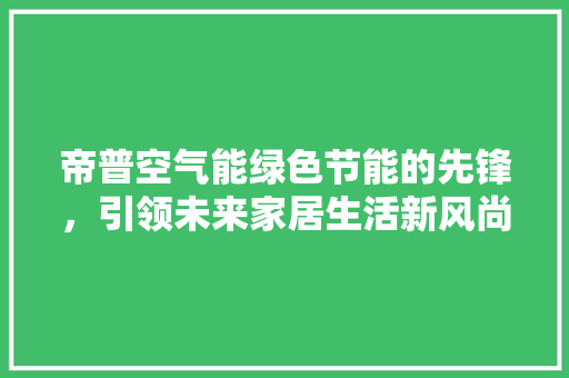 帝普空气能绿色节能的先锋,引领未来家居生活新风尚 旧房改造 帝普空气能绿色节能的先锋,引领未来家居生活新风尚 旧房改造
