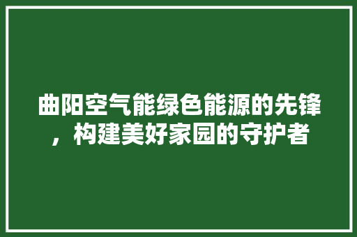 曲阳空气能绿色能源的先锋，构建美好家园的守护者 水电维修