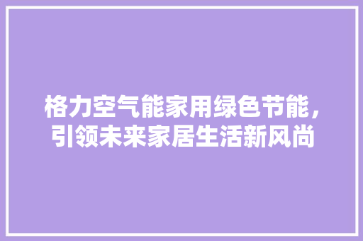 格力空气能家用绿色节能，引领未来家居生活新风尚 家居维修