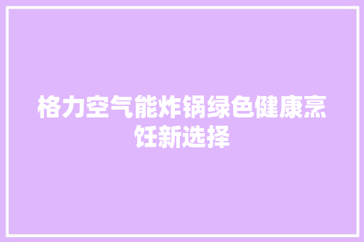 格力空气能炸锅绿色健康烹饪新选择 家具修理