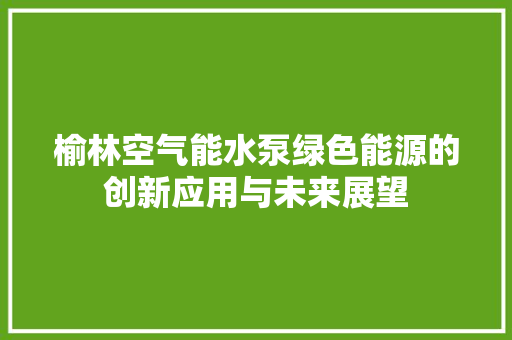 榆林空气能水泵绿色能源的创新应用与未来展望 热水器