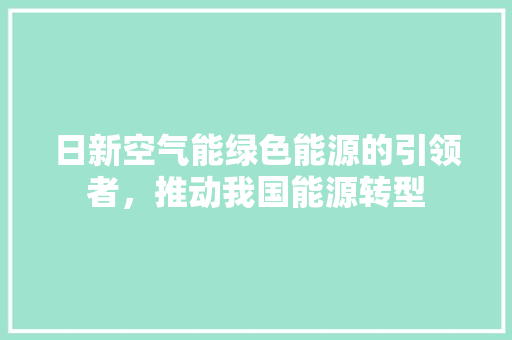 日新空气能绿色能源的引领者，推动我国能源转型 灯具安装