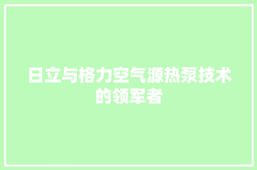 日立与格力空气源热泵技术的领军者 热水器