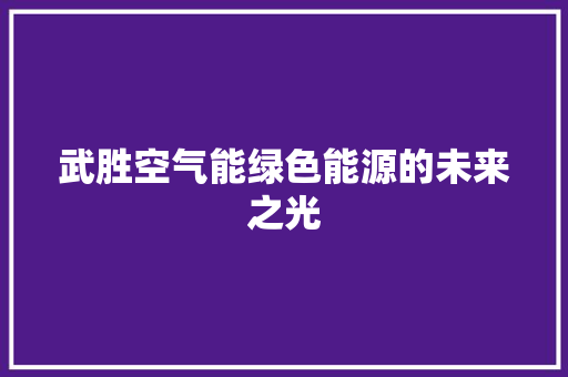 武胜空气能绿色能源的未来之光 清洁保养