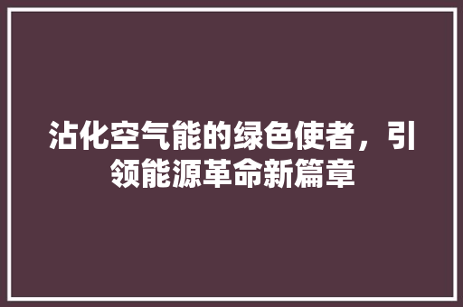 沾化空气能的绿色使者，引领能源革命新篇章 清洁保养