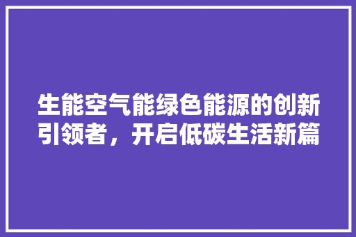 生能空气能绿色能源的创新引领者，开启低碳生活新篇章 家电维护