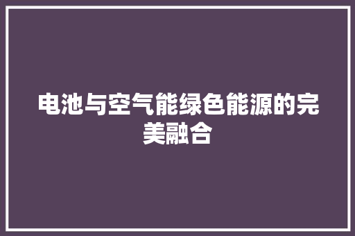 电池与空气能绿色能源的完美融合 龙头管件