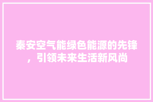 秦安空气能绿色能源的先锋，引领未来生活新风尚 清洁保养