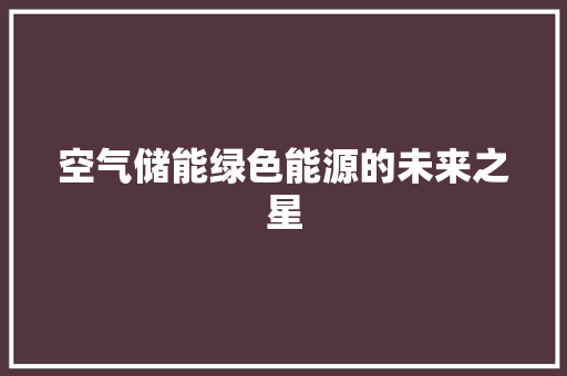 空气储能绿色能源的未来之星 洁具维修