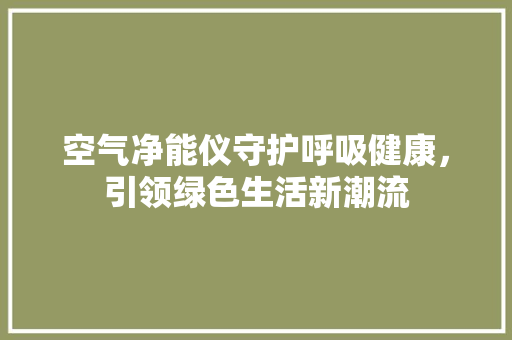 空气净能仪守护呼吸健康，引领绿色生活新潮流 洗衣机