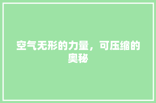 空气无形的力量，可压缩的奥秘 家电维护