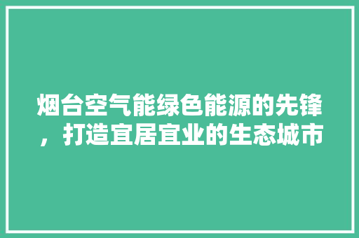 烟台空气能绿色能源的先锋，打造宜居宜业的生态城市 家电维护
