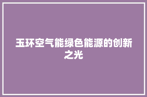 玉环空气能绿色能源的创新之光 空调