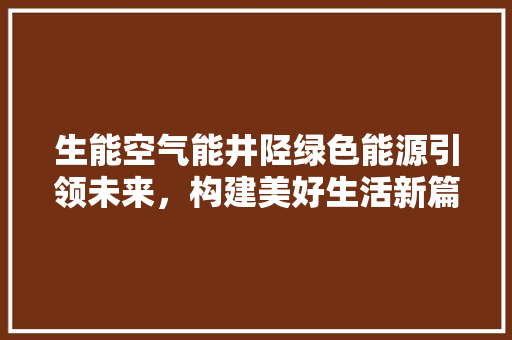 生能空气能井陉绿色能源引领未来，构建美好生活新篇章 灯具安装