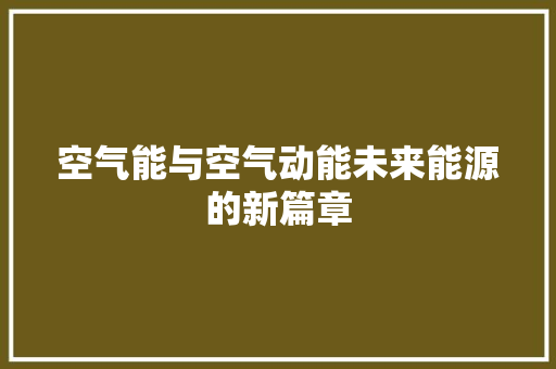 空气能与空气动能未来能源的新篇章 洁具维修