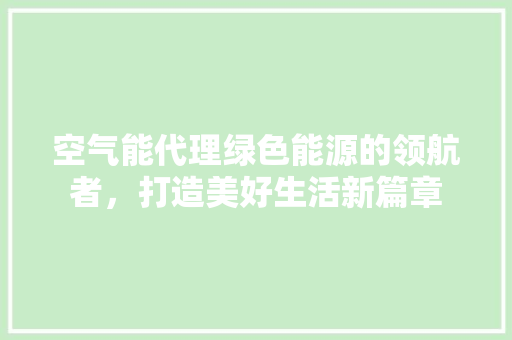 空气能代理绿色能源的领航者，打造美好生活新篇章 热水器