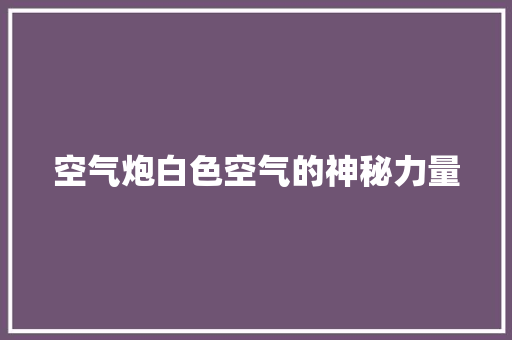 空气炮白色空气的神秘力量 热水器