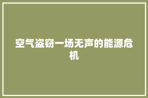 空气盗窃一场无声的能源危机 清洁保养