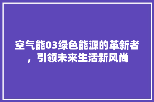 空气能03绿色能源的革新者，引领未来生活新风尚 翻新改色