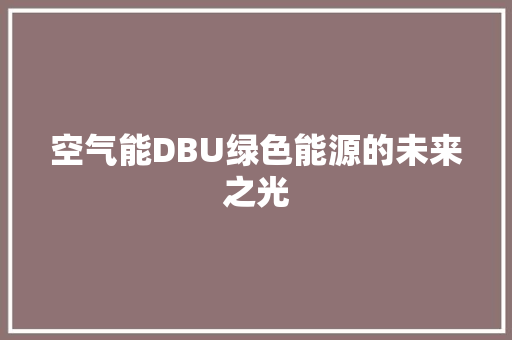 空气能DBU绿色能源的未来之光 翻新改色